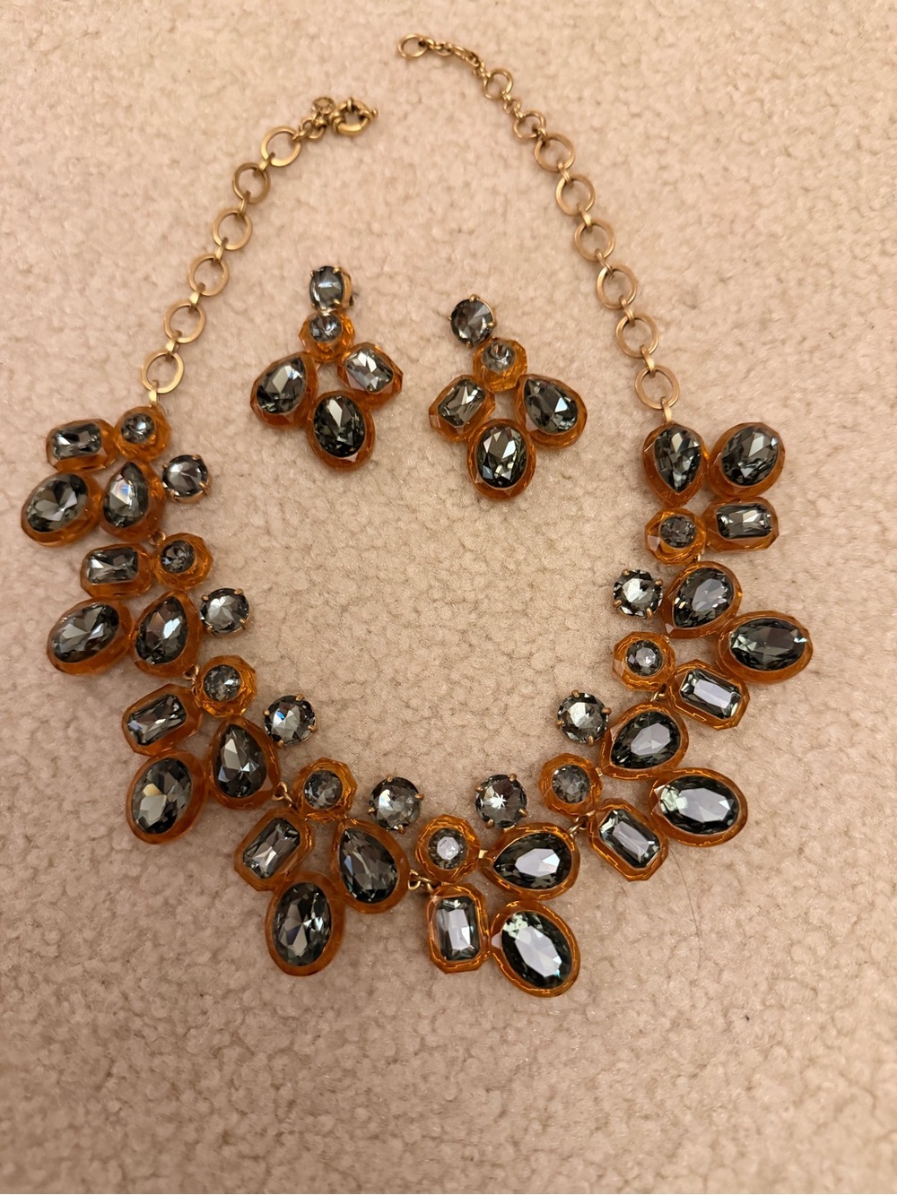 J. Crew Gold-Tone Gray Crystal Statement Necklace & Earring Set - Picture 3 of 3